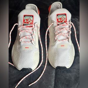 adidas men’s White & Coral Lace-Up NMD Sneakers